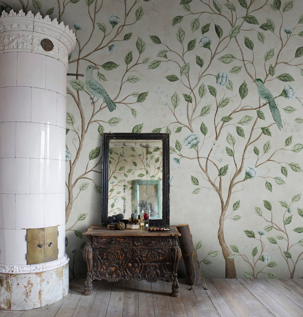 Chinoiserie Dream, Light Green Wallcoverings