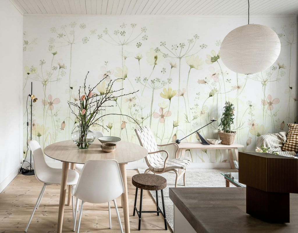 Dreamy Meadow, Pastel Wallcoverings