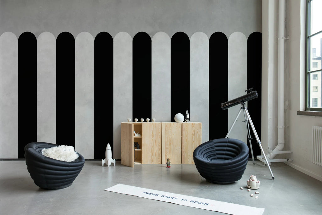 Circus Stripes, Licorice Wallcoverings