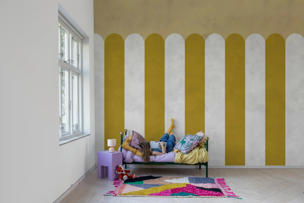 Circus Stripes, Mustard Wallcoverings