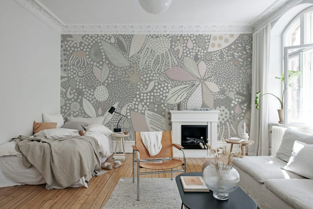 Flower Art, Pastel Wallcoverings