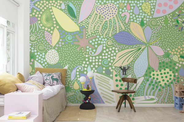 Flower Art, Green Wallcoverings | Rebel Walls