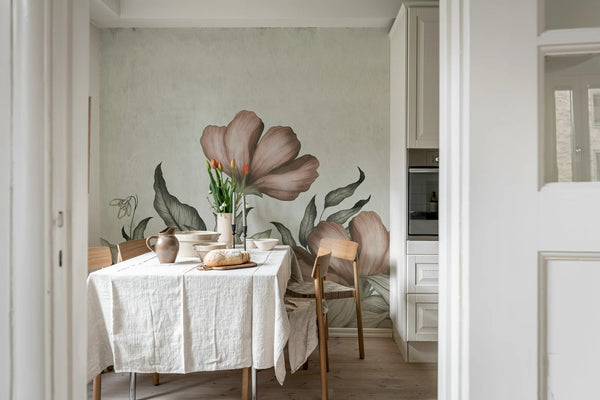 Floral Fantasy, Soft Pink Wallcoverings | Rebel Walls