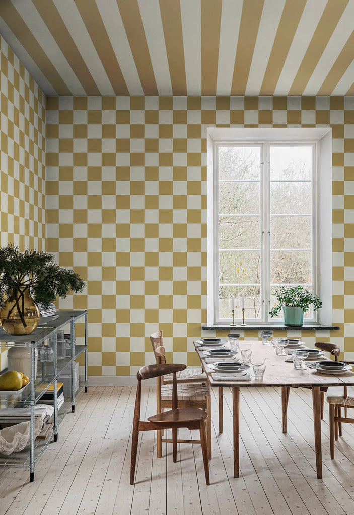 Happy Squares, Mustard Wallcoverings
