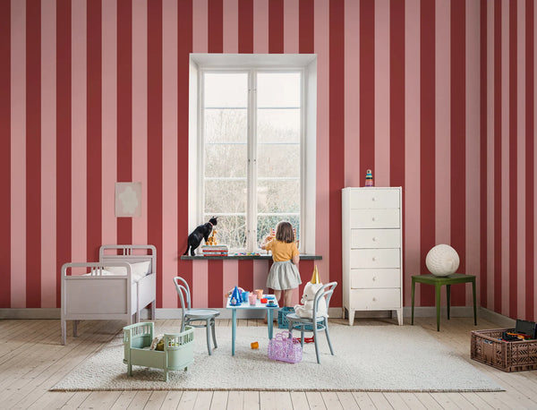 Happy Stripes - Raspberry | Rebel Walls
