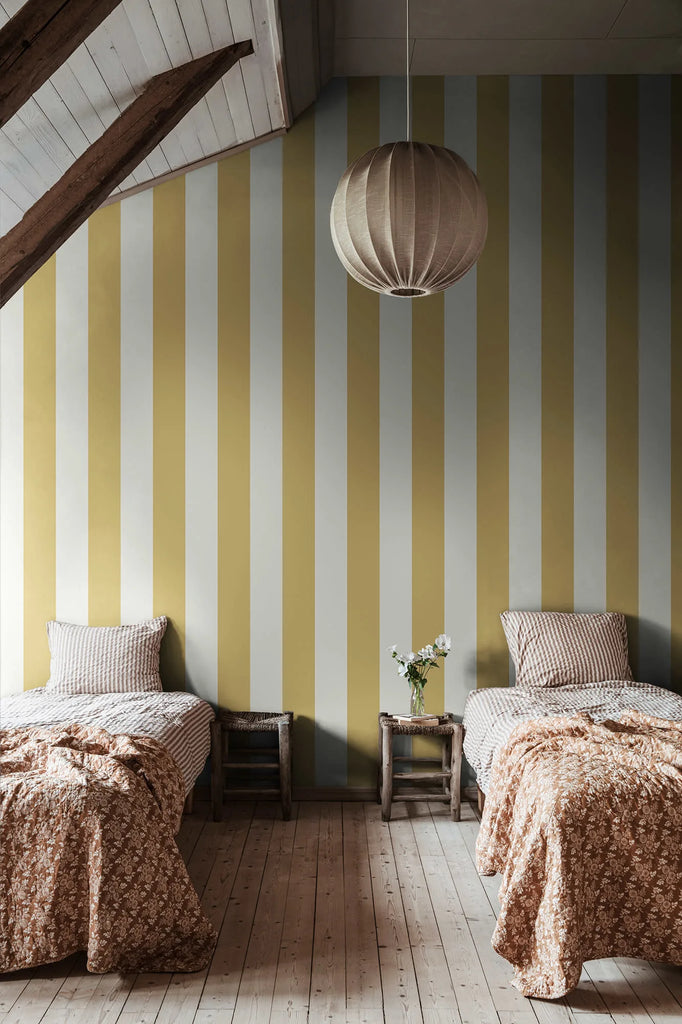 Happy Stripes, Mustard Wallcoverings