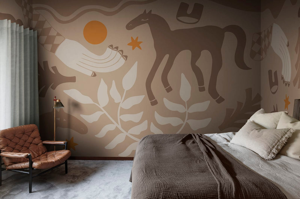Emmas Horses, Brown Wallcoverings