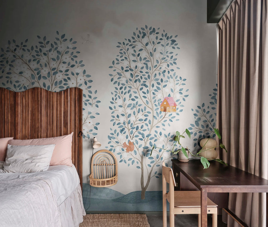 Happy Haven, Turquoise Wallcoverings