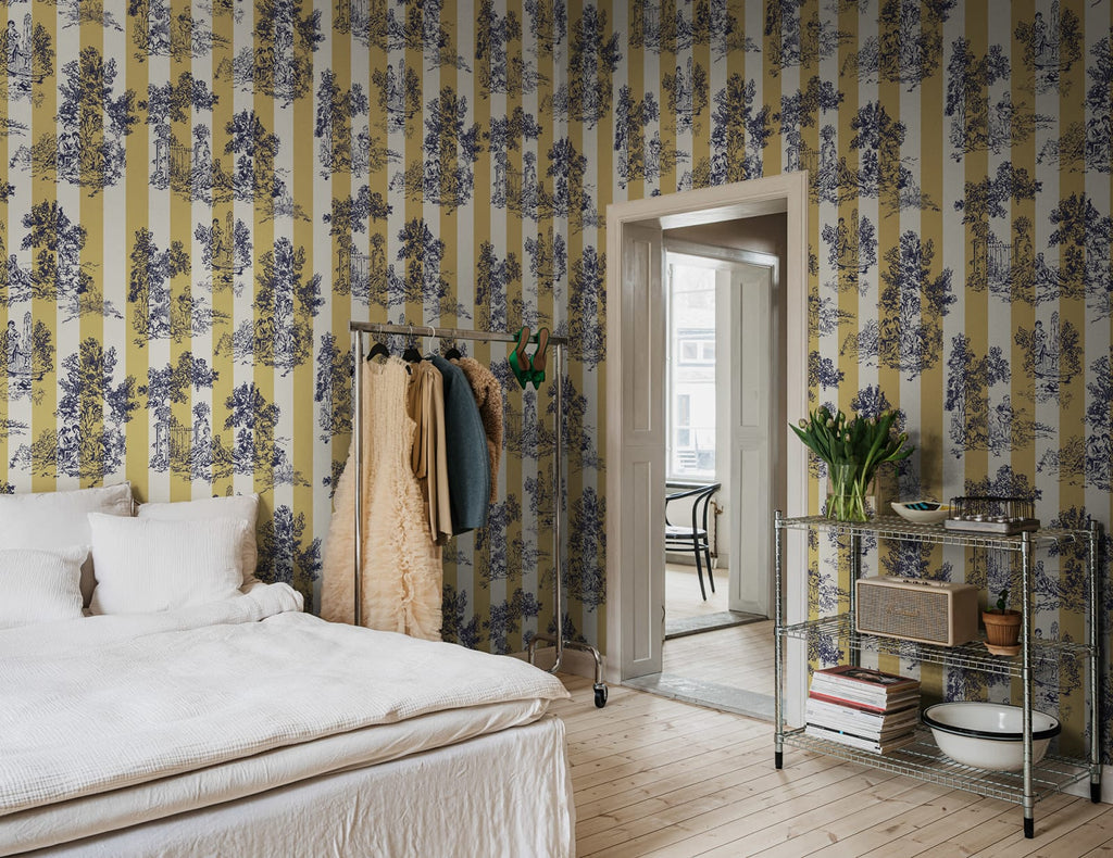 Happy Toile, Mustard Wallcoverings