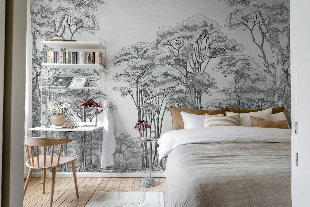 Graphic Trees, Black &amp; White Wallcoverings