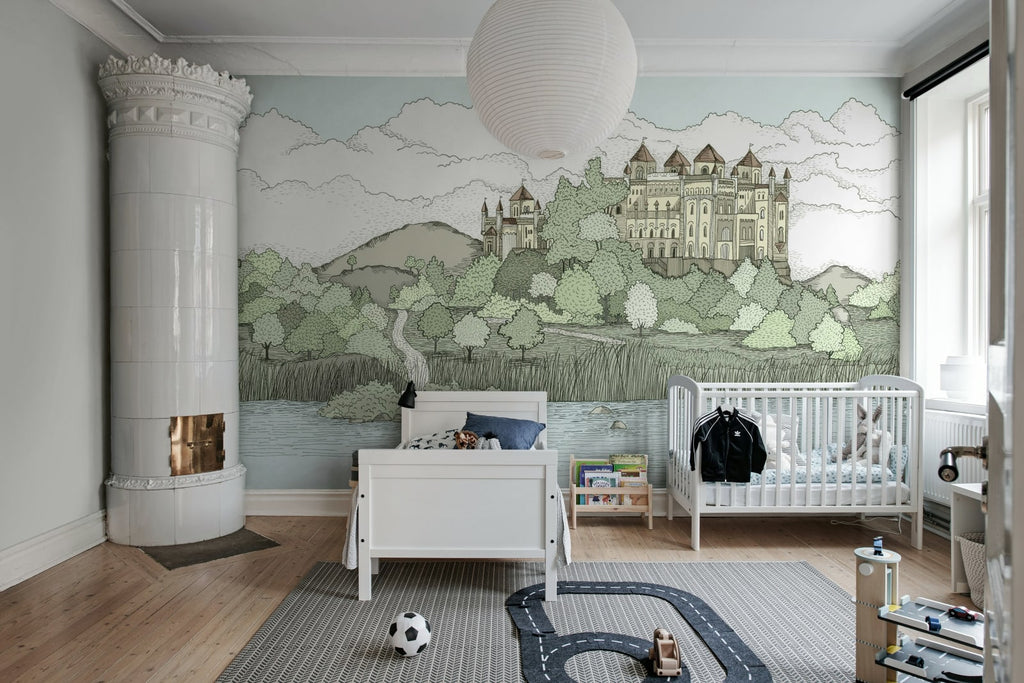 Castle By the Lake, Soft Green Wallcoverings