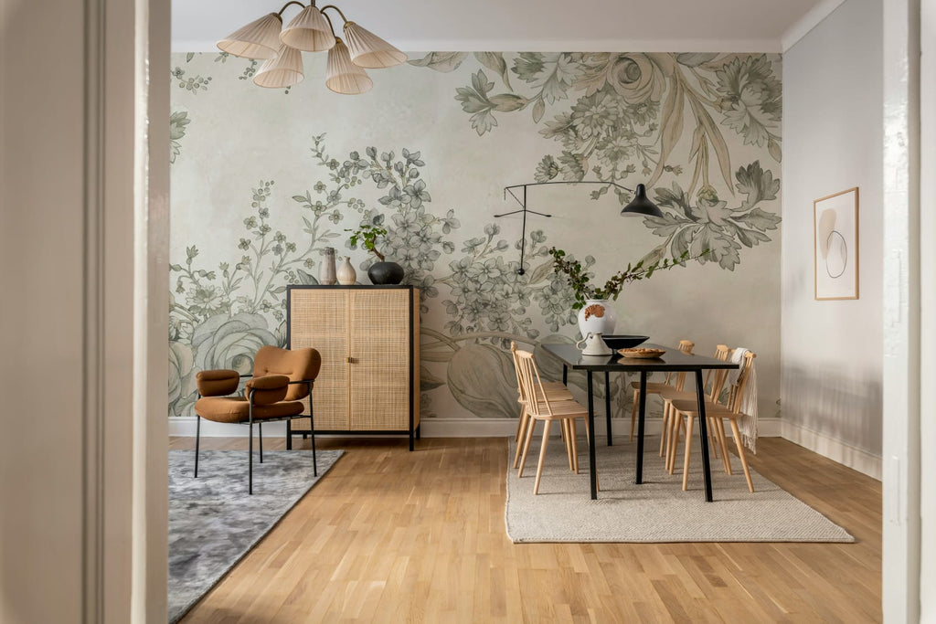 Bold Floral, Beige Wallcoverings