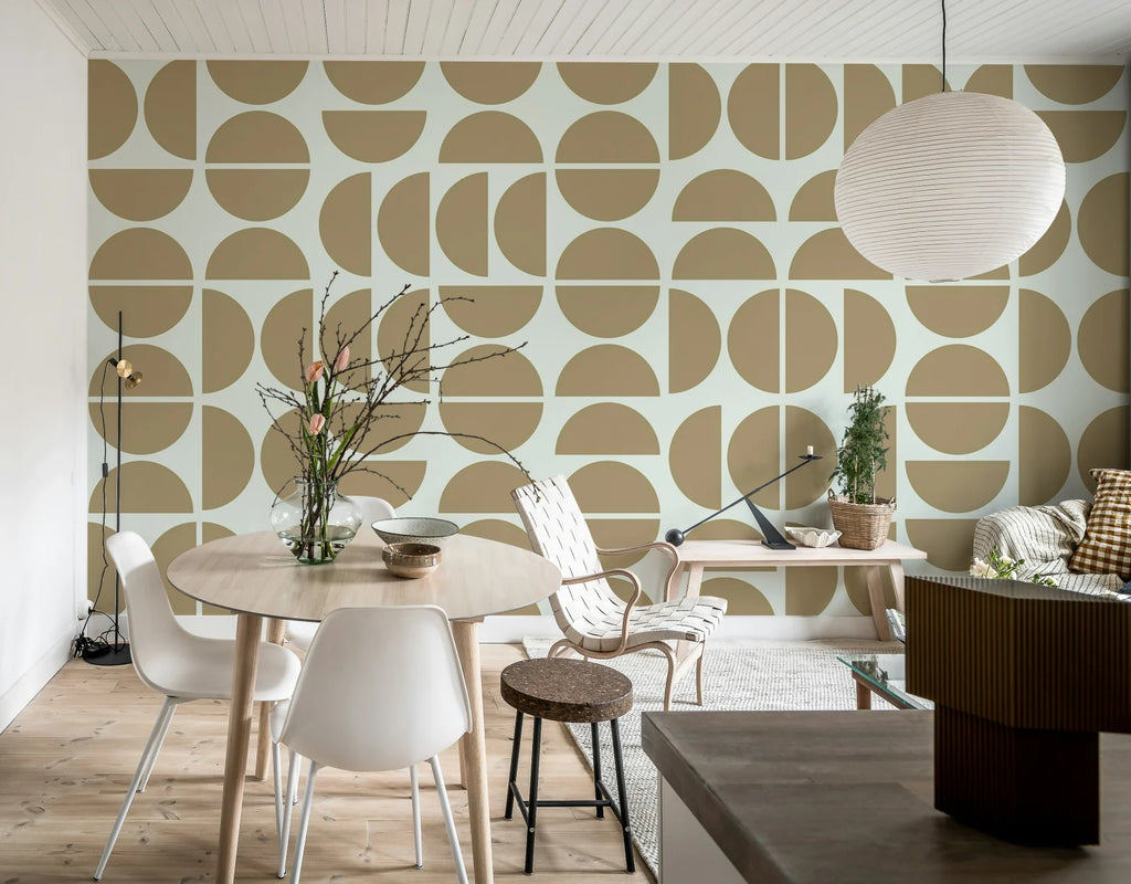 Geometry Shapes, Beige Wallcoverings