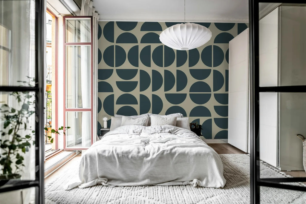 Geometry Shapes, Midnight Blue Wallcoverings
