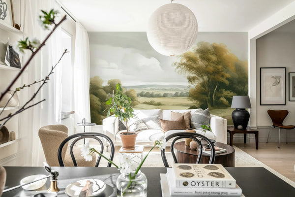Field View Painting, Beige Wallcoverings | Rebel Walls