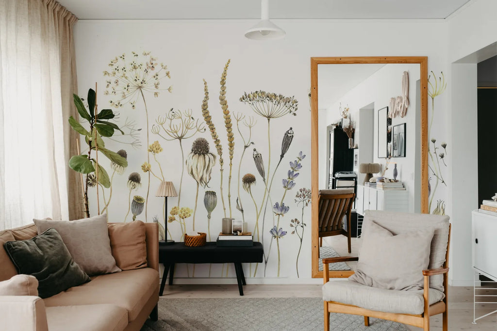 Dried Flower Meadow, Beige Wallcoverings