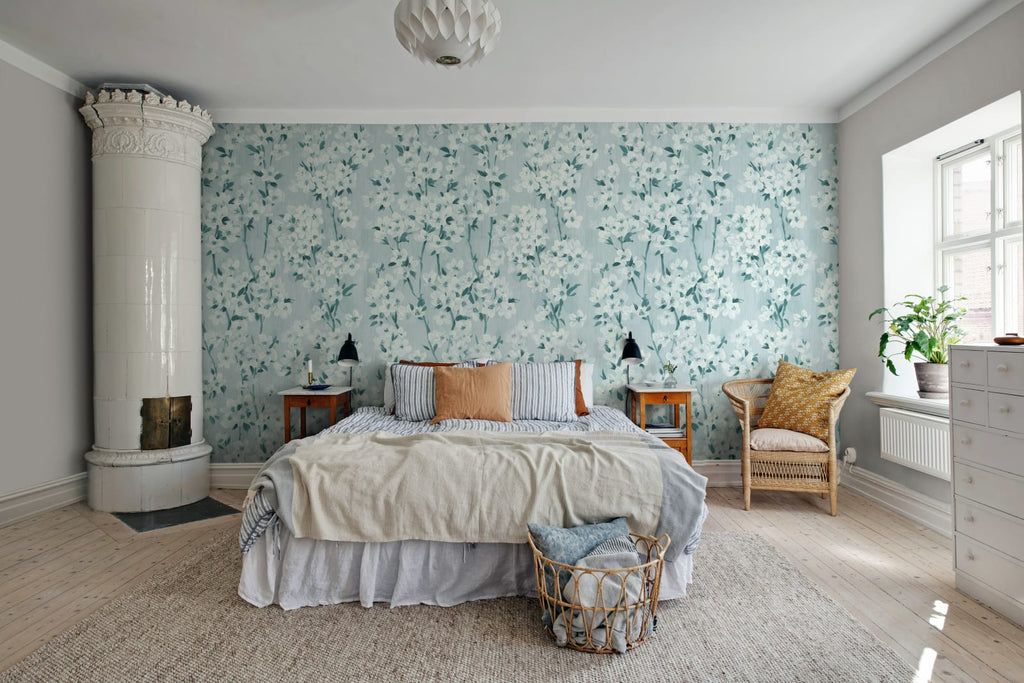 Cherry Blossom Tree, Blue Wallcoverings