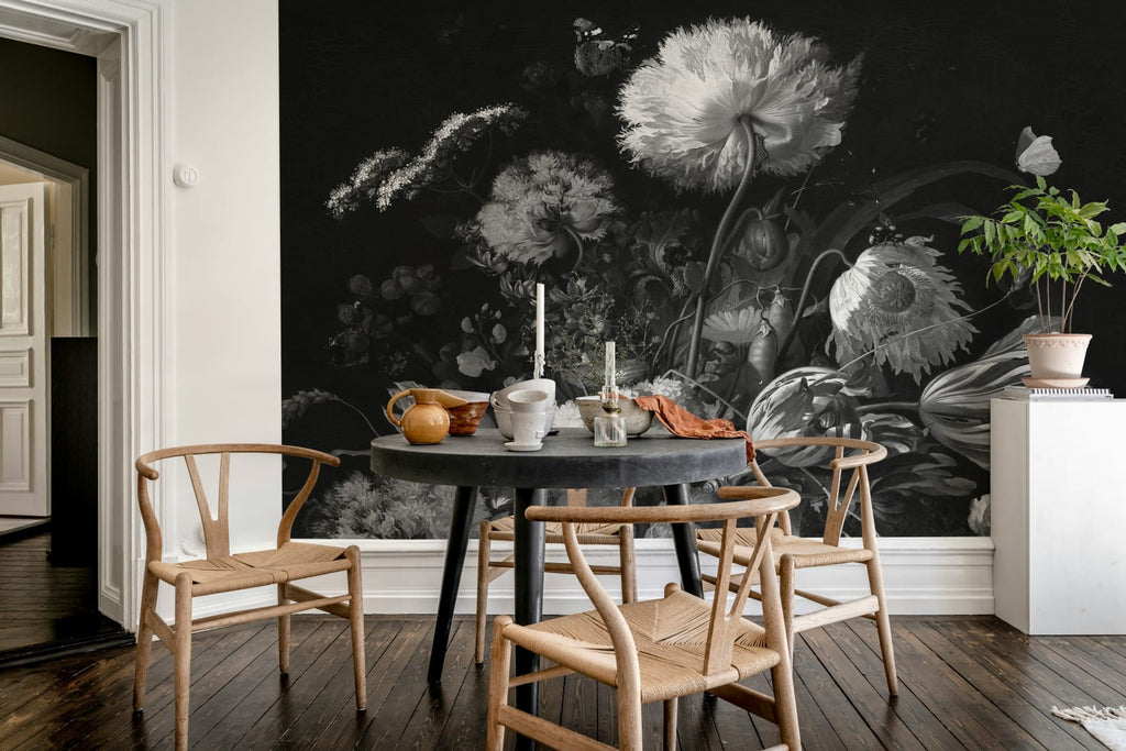 Bold Bouquet, Black Wallcoverings