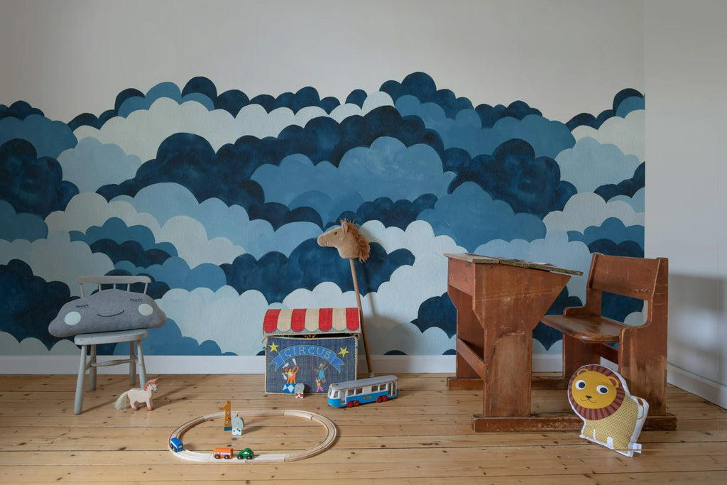 Dreamy Clouds, Blue Wallcoverings