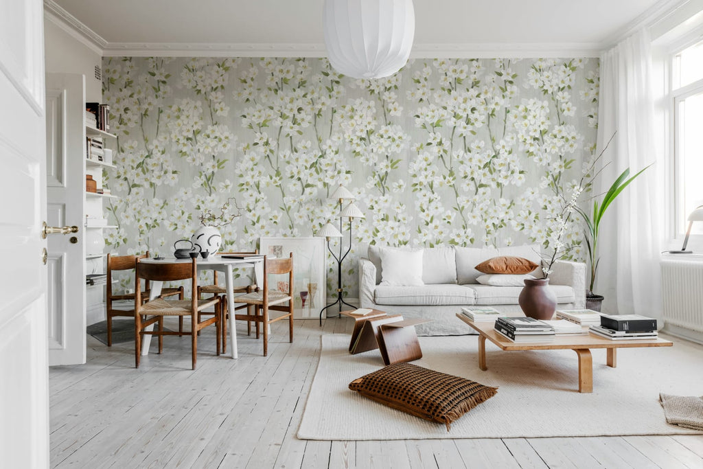 Cherry Blossom Tree, White Wallcoverings