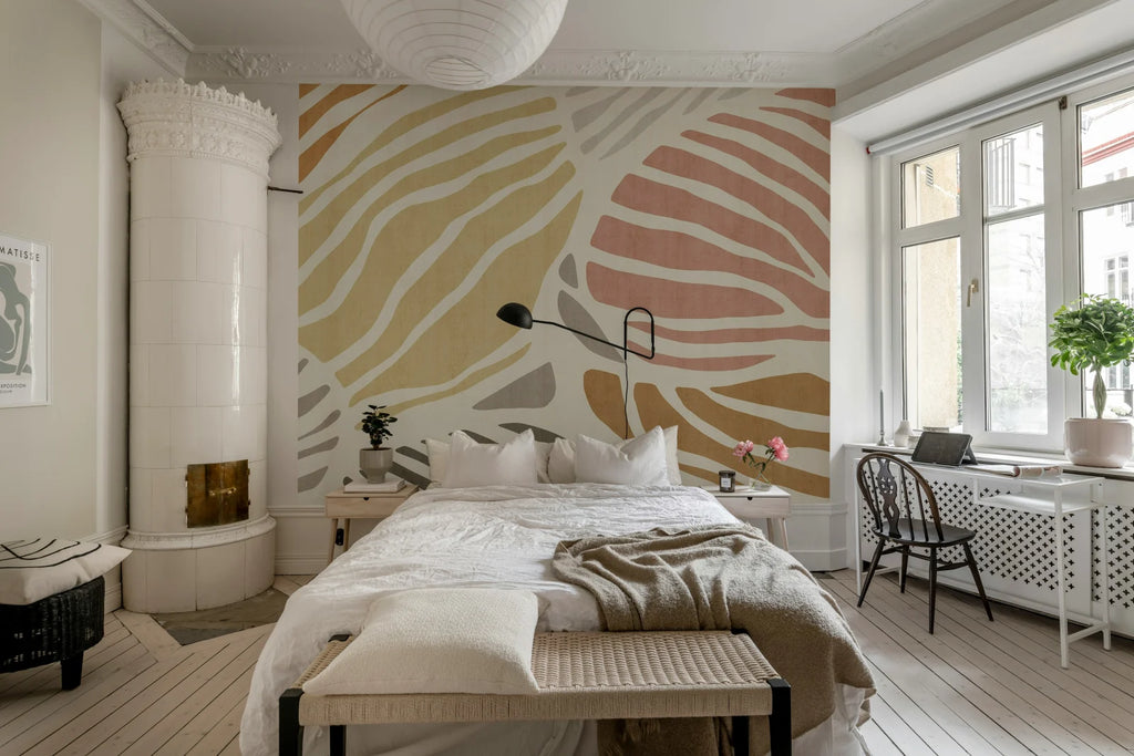 Graphic Leafs, Coral Wallcoverings