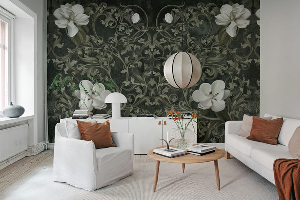 Fabulous Flowers, Gray Wallcoverings | Rebel Walls