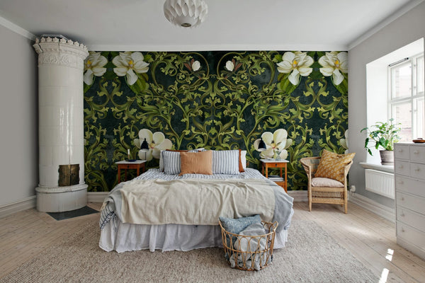 Fabulous Flowers, Green Wallcoverings | Rebel Walls
