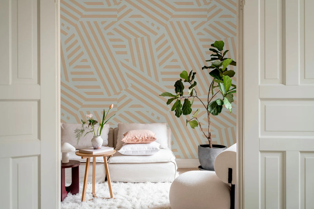 Abstract Stripes, Peach &amp; Pearl
