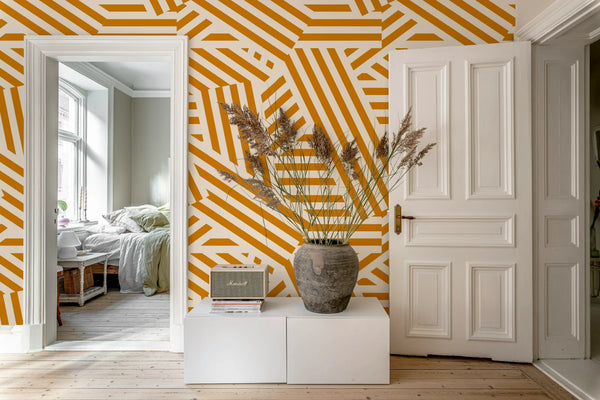Abstract Stripes - Toffee & Cream | Rebel Walls