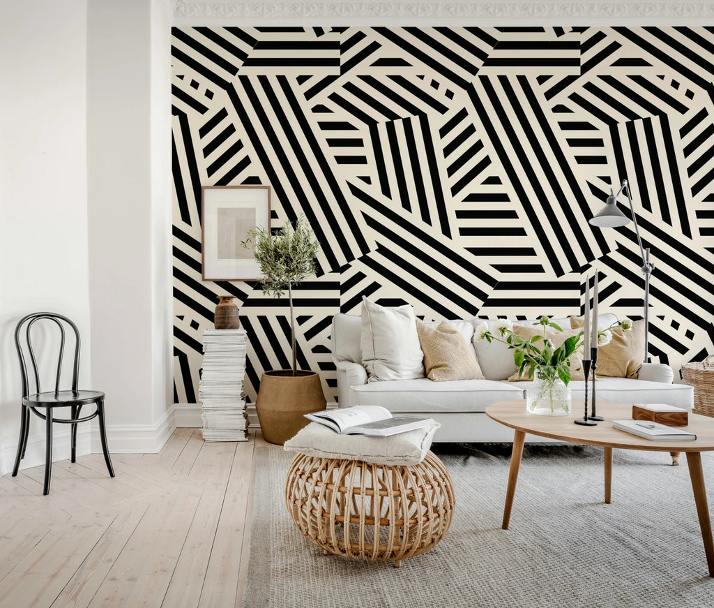 Abstract Stripes, Liquorice &amp; Cream