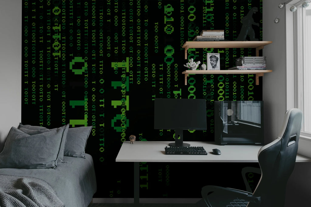 Code Drop, Green Wallcoverings