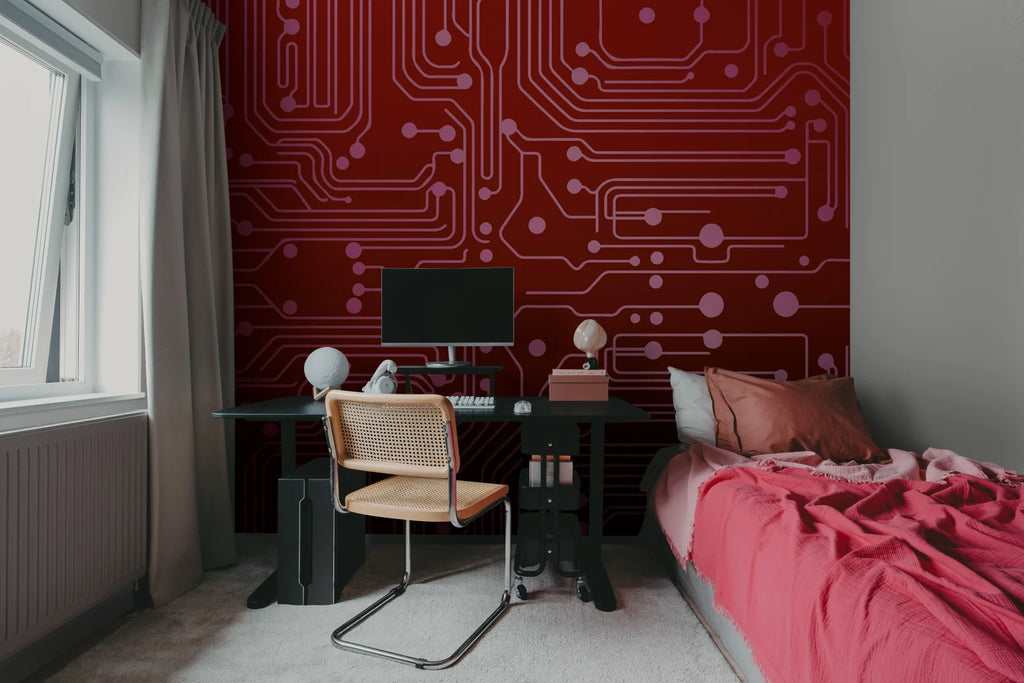 Circuit Board, Red Wallcoverings