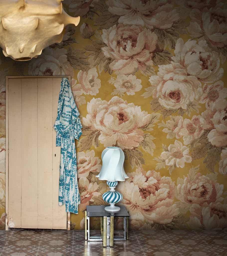 Eternal Blossoms, Yellow Wallcoverings