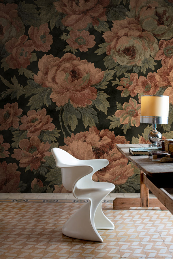 Eternal Blossoms, Black Wallcoverings | Rebel Walls