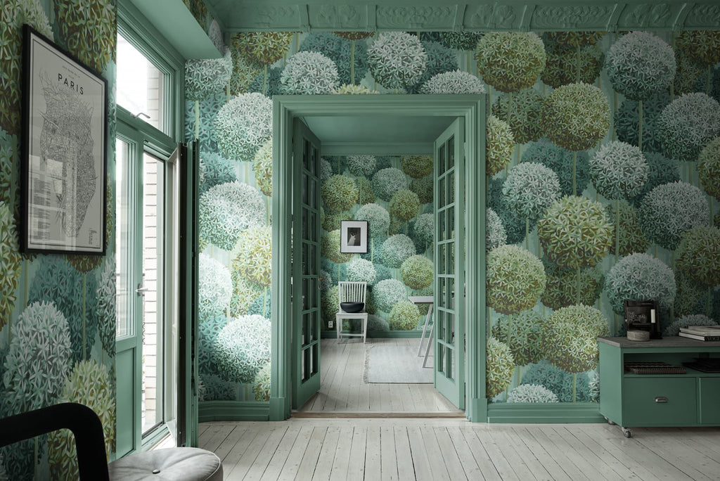 Elysian Flowers, Green Wallcoverings