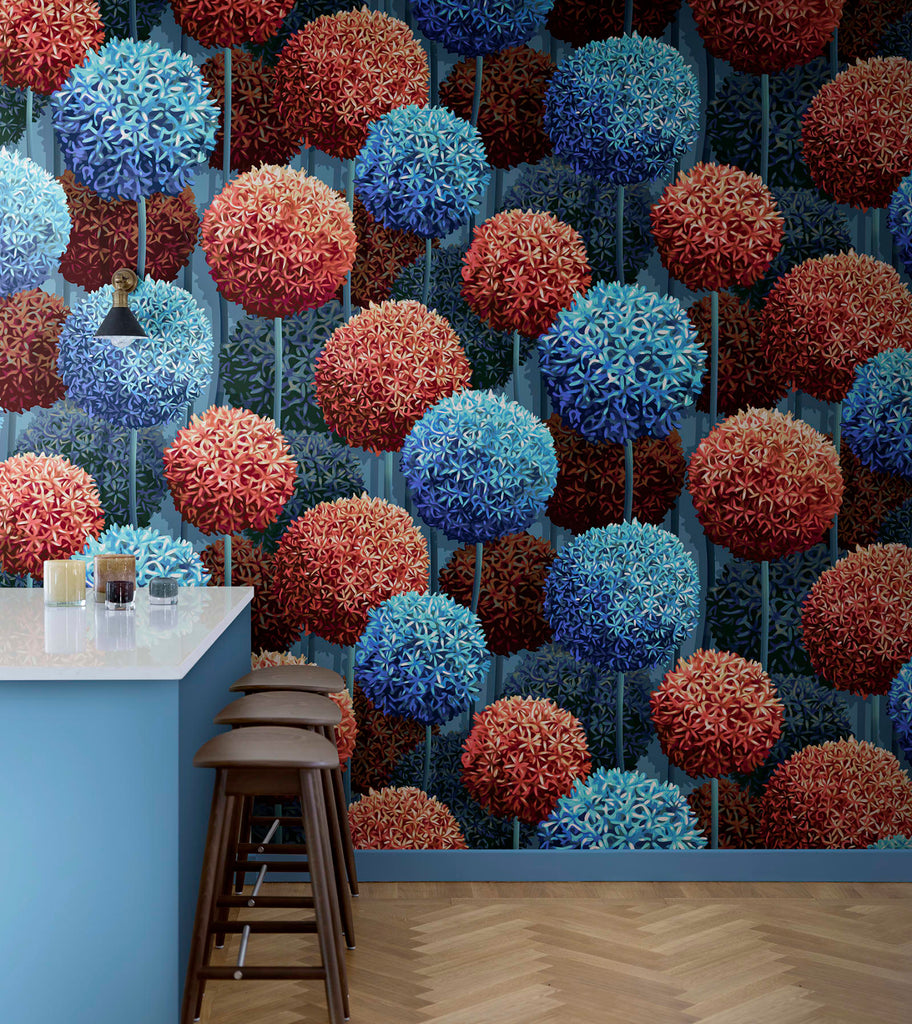 Elysian Flowers, Blue Wallcoverings