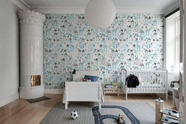 Fox Village, Blue Wallcoverings | Rebel Walls
