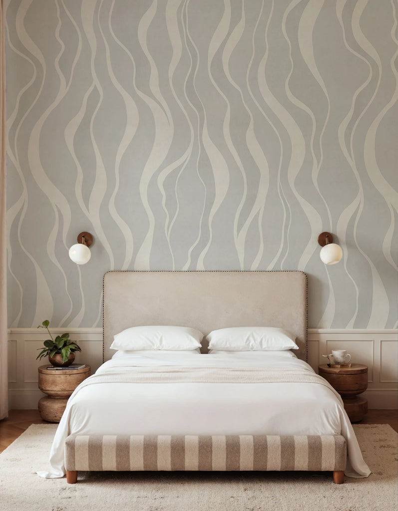 Gentle Lines, Blue Wallcoverings