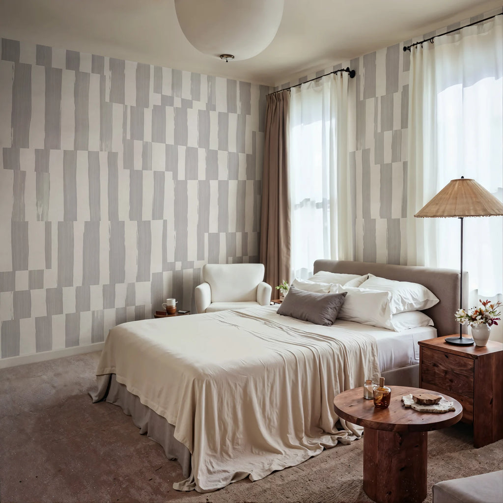 Broken Stripes, Gray Wallcoverings