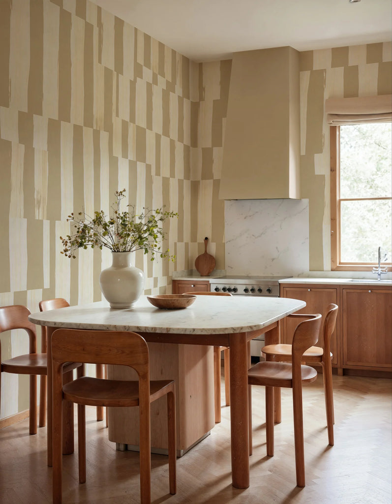 Broken Stripes, Beige Wallcoverings