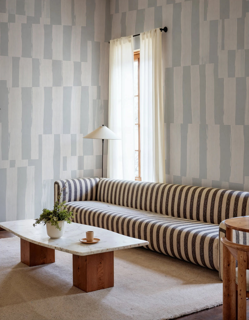 Broken Stripes, Light Blue Wallcoverings