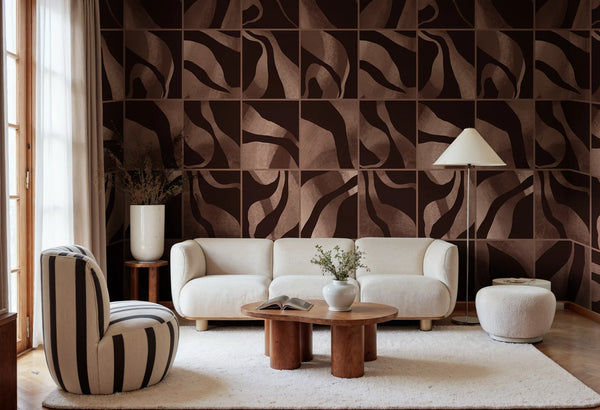 Floating Tiles, Dark Brown Wallcoverings | Rebel Walls