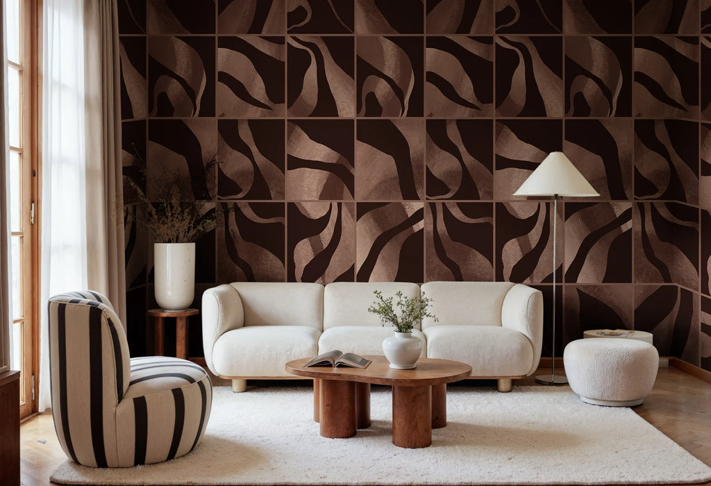 Floating Tiles, Dark Brown Wallcoverings