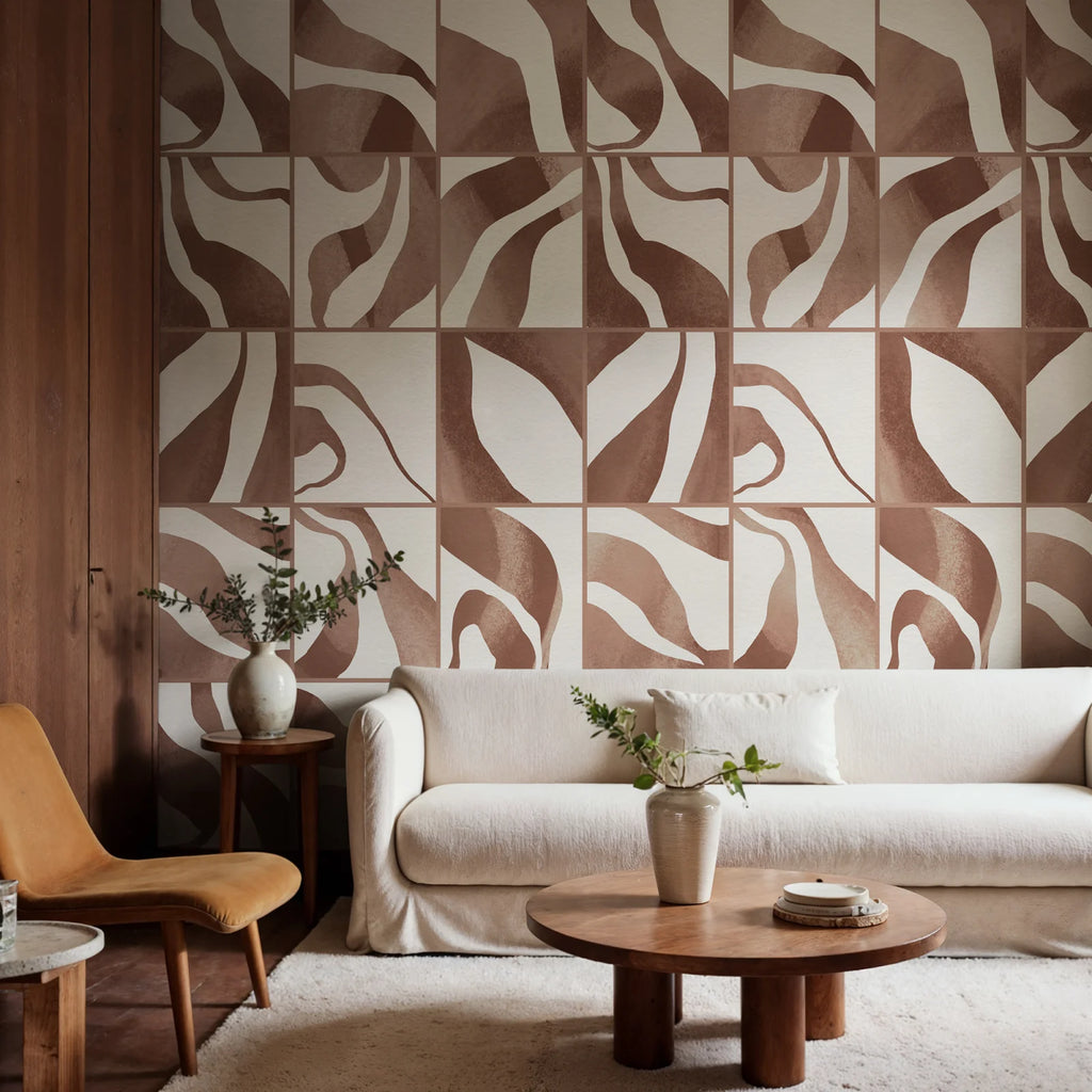 Floating Tiles, Brown Wallcoverings