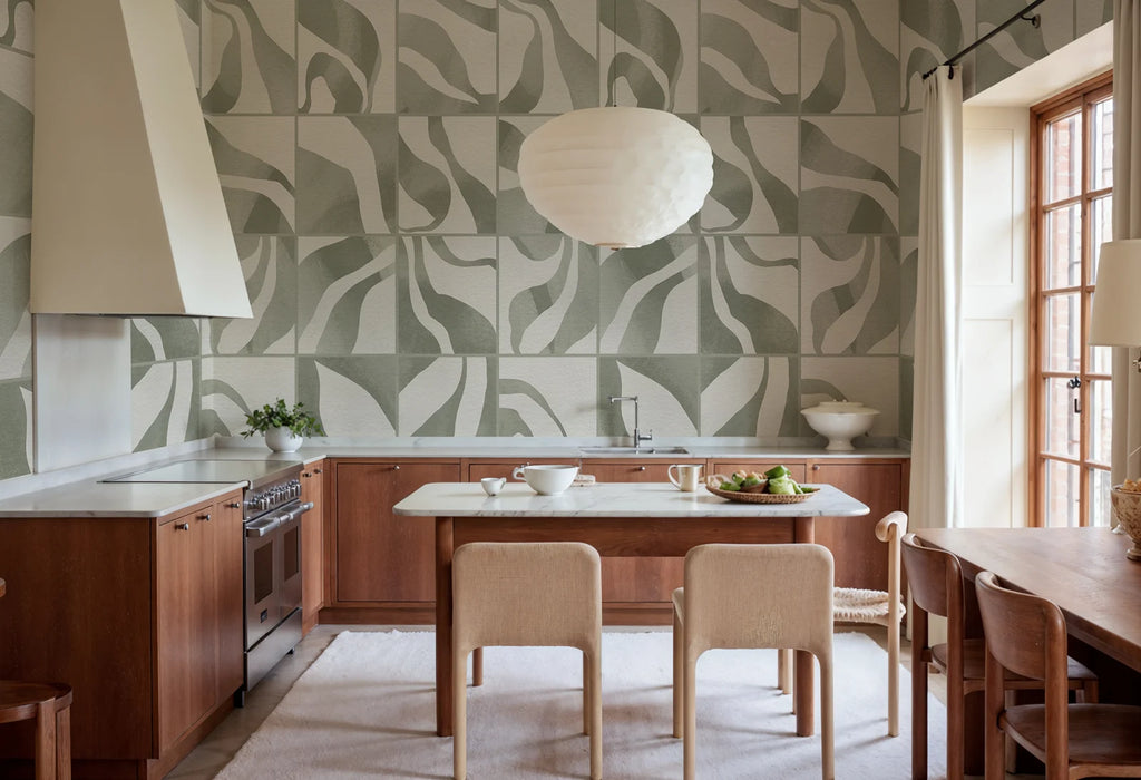 Floating Tiles, Green Wallcoverings