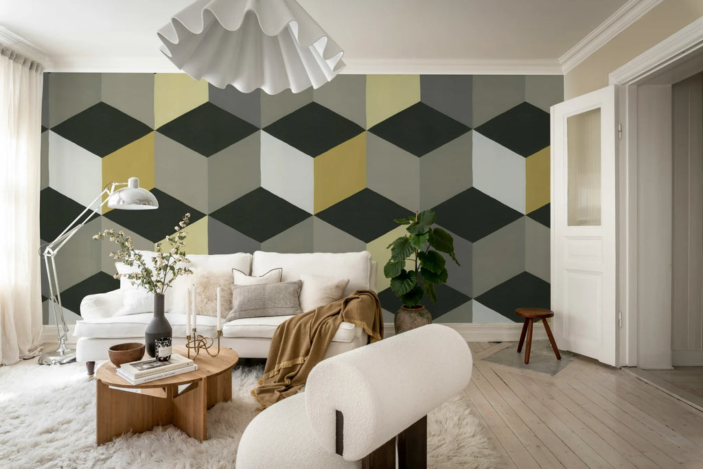 Colorful Rombs, Yellow Wallcoverings