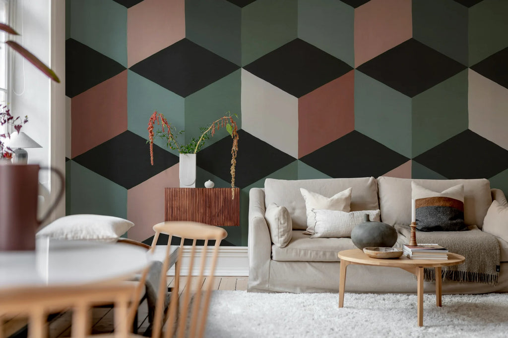 Colorful Rombs, Green Wallcoverings