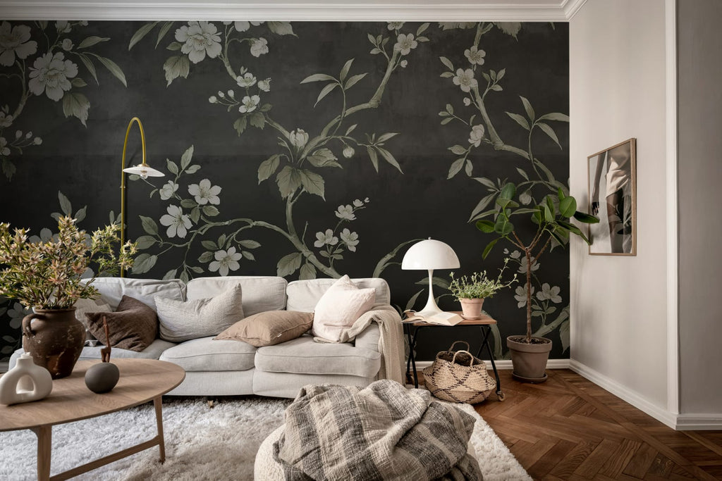 Concrete Flowers, Black Wallcoverings