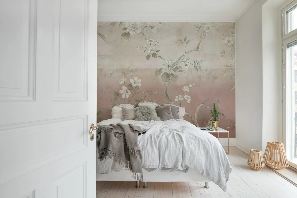 Concrete Flowers, Pink Wallcoverings