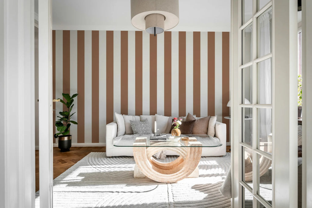 Happy Stripes, Mocha Mousse Wallcoverings